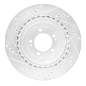 Mitsubishi Lancer Brake Rotor (1) - Rear Right - R1 Concepts - Drilled & Slotted - Silver - `08-`15